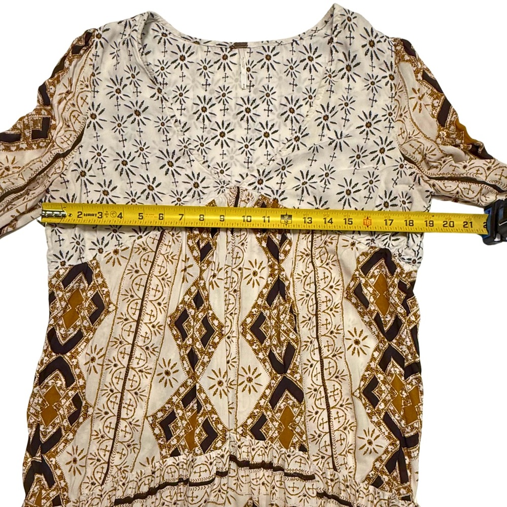 Free People Down By The Bay Tunic Size M Long Sleeve Boho Indie Ivory Flowy - Picture 5 of 5